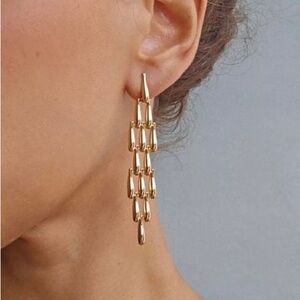 Gold Chain-Link Drop Earrings - Women Jewelry